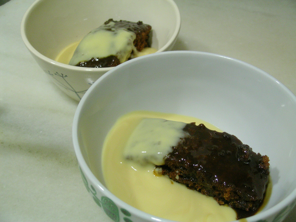 Iban Sticky toffee pudding with custard